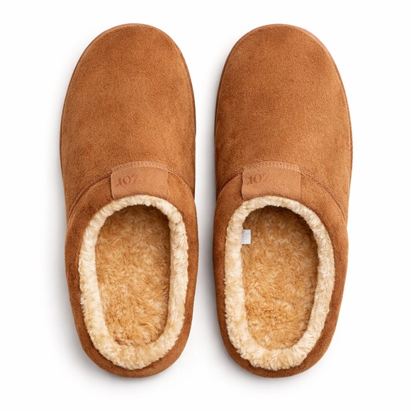 Zizor Other - Men’s Cozy Brown Slippers with Faux Fur Lining